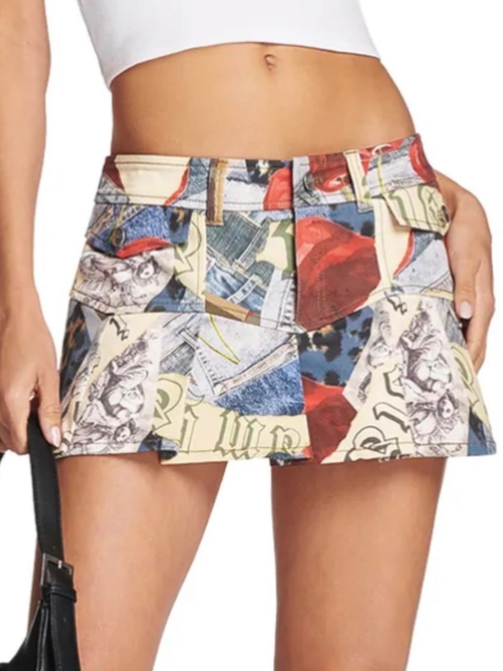 I.AM.GIA Multi-Color Patchwork Mini Skirt